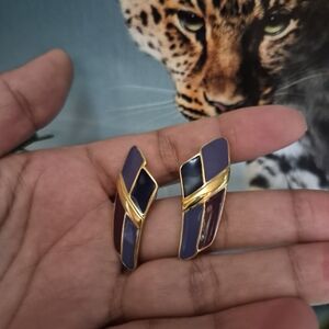 Trifari Gold and Purple Earrings